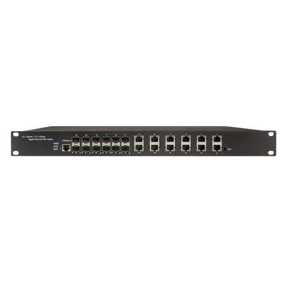 1U Rack 24 ports Gigabit L2 géré Commutateur POE réseau industriel avec 12 RJ45+12 SFP