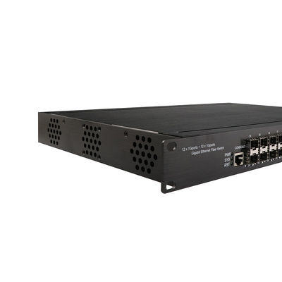 Commutateur POE industriel géré montable en rack 1U avec 12 ports RJ45 + 12 ports SFP et 340W POE