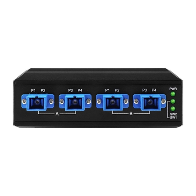 Commutateur de contournement optique industriel 4 canaux D2X2B Din Rail DC24V Entrée SM/MM Pour les pannes de courant
