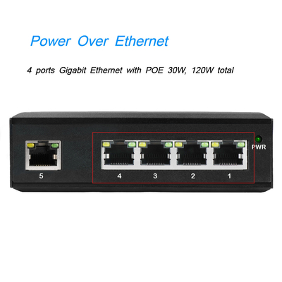 4 ports POE booster de tension DC12-48V entrée pour l'énergie solaire avec 1 port réseau de liaison ascendante Commutateur