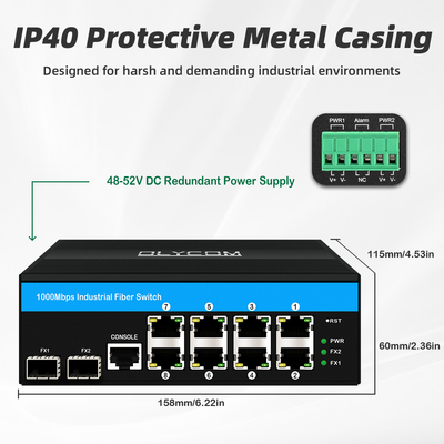10 ports Gigabit 10/100/1000mbps L2 Commutateur POE géré avec 2 Sfp pour l'extérieur