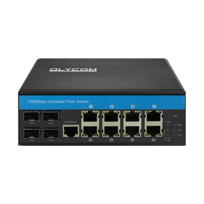 12 ports gérés DC48v Commutateur industriel Poe Din Rail Commutateur à fibre Ethernet Gigabit