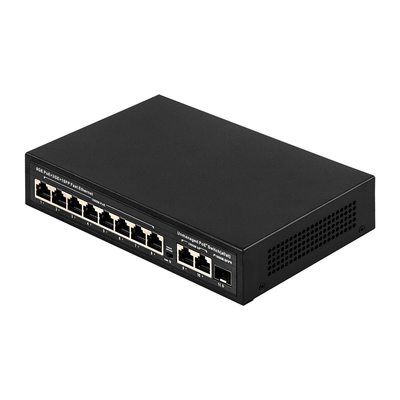 Commutateur POE non géré de 120 W 8 PoE 10/100/1000Mbps + 2 LAN 10/100/1000Mbps + 1SFP 100/1000M