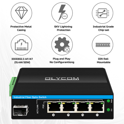 5 ports Gigabit Commutateur POE non géré DC48-52V Commutateur Ethernet d'alimentation pour une utilisation en extérieur