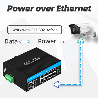 Commutateur Ethernet PoE industriel à 12 ports Gigabit IEEE 802.3af/at RJ45 Commutateur d'installation ferroviaire DIN