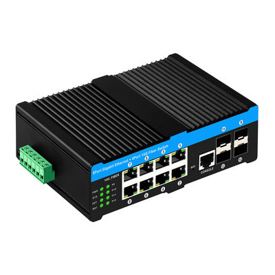 Commutateur POE industriel 10G avec 8 ports POE Gigabit et 4 SFP 10G Uplink - Protection contre les surtensions 6KV L2 Commutateur réseau géré