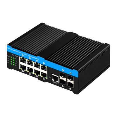 Commutateur POE industriel 10G avec 8 ports POE Gigabit et 4 SFP 10G Uplink - Protection contre les surtensions 6KV L2 Commutateur réseau géré