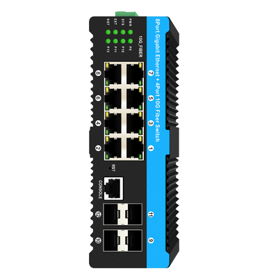 Commutateur PoE géré par fibres industrielles 10G Gigabit Ethernet 8 ports PoE 240W puce Realtek