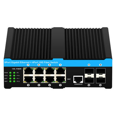Commutateur PoE géré par fibres industrielles 10G Gigabit Ethernet 8 ports PoE 240W puce Realtek