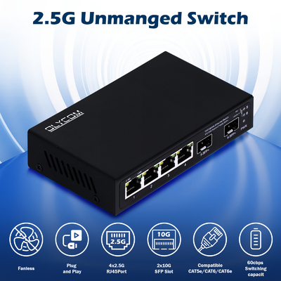 6 ports 10g commutateur Ethernet à fibre 4* 2.5G RJ45 + 2* 10G SFP+ support OEM/ODM