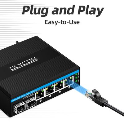 Mini 6 ports commutateur ethernet gigabit commutateur poe din rail 2 sfp+ 4 RJ45 DC48-52V double entrée de puissance