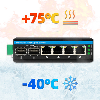 Mini 6 ports commutateur ethernet gigabit commutateur poe din rail 2 sfp+ 4 RJ45 DC48-52V double entrée de puissance