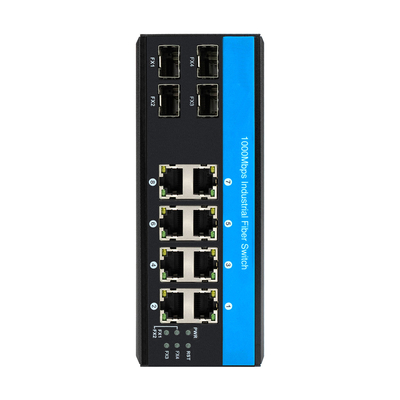 12 Ports 10/100/1000mbps commutateur poe din-rail non géré 4 ports SFP+ 8 ports RJ45