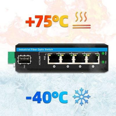 5 ports Gigabit Commutateur Poe extérieur Mini Commutateur à fibres industrielles IP40 Commutateur Din Rail