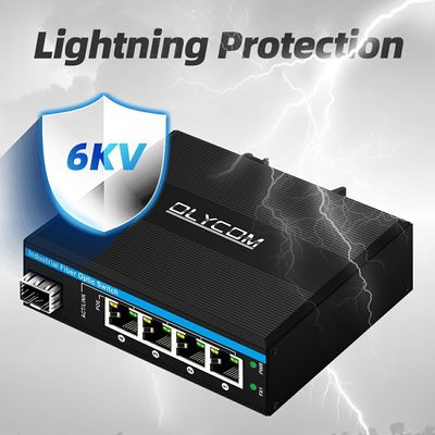 5 ports Gigabit Commutateur Poe extérieur Mini Commutateur à fibres industrielles IP40 Commutateur Din Rail