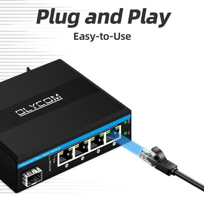 5 ports Gigabit Commutateur Poe extérieur Mini Commutateur à fibres industrielles IP40 Commutateur Din Rail