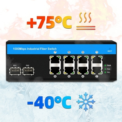 Commutateur POE 8 ports Gigabit commutateur POE non géré 6 x Ports Gigabit PoE+ 2 x 1.25G Ports SFP à fibres 240W pour une utilisation en extérieur