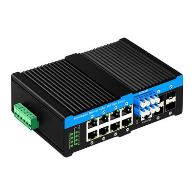 12 ports 10G L2/L3 commutateur POE+ géré commutateur de contournement optique 4*10G sfp +8 RJ45 commutateur Ethernet din-rail