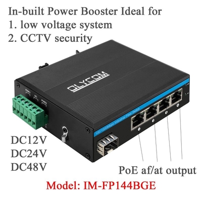 Commutateur de réseau Poe industriel à 5 ports DC12/24/48V Entrée 1SFP+4RJ45 Commutateur Ethernet Gigabit