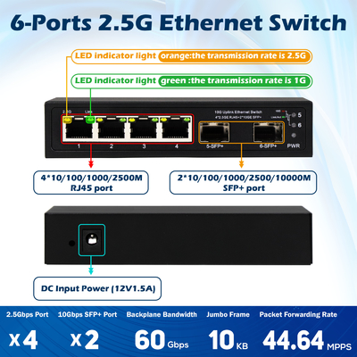 Commutateur ethernet 10g non géré 4 ports 2.5G avec ports 10G SFP+