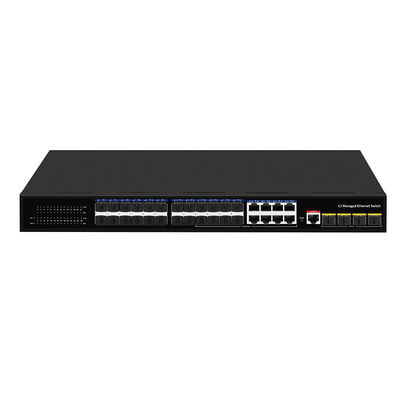 24 ports 10G L3 commutateur de fibre géré avec 8 Gigabit Combo SFP/RJ45 1U Rack 220V entrée CA
