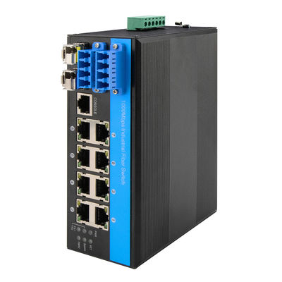 Commutateur Ethernet géré par contournement de port 8 2.5G Protection optique industrielle en fibre DIN montée