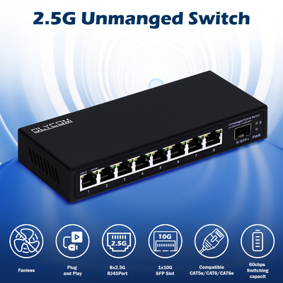 Commutateur Ethernet 10G Commutateur réseau non géré Ports SFP 8*2.5G RJ45+1*10G