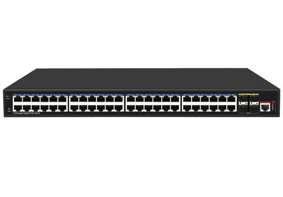 48 ports 10G Poe Switch L3 Ethernet géré avec 48 ports Poe Gigabit + 4 ports Sfp + 10G