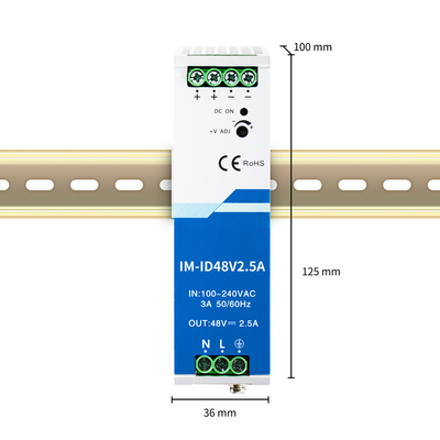 Adaptateur d'alimentation industriel de 120 W 48 V 2,5 A Din Rail large entrée CA/CC CE UL