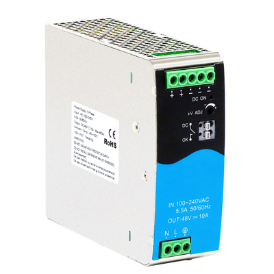 L'alimentation électrique par voie ferrée DIN de 480 W 48 V 10 A large entrée CA/CC avec PFC DC actif OK