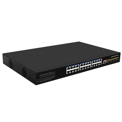 24 ports PoE Switch 10G Fiber300W Budget Console USB L3 Entrée CA gérée