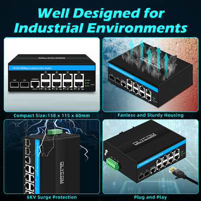 8 ports Gigabit Managed Poe Switch Commutateur Ethernet industriel avec 2SFP+8 RJ45