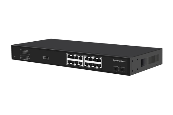 16 ports Commutateur Ethernet Gigabit Commutateur Poe Af/at Commutateur AC 100-240V Entrée de puissance