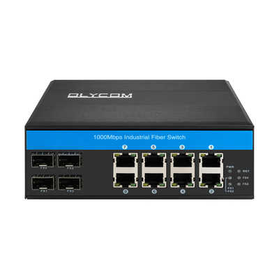 12 ports Commutateur Ethernet industriel Commutateur réseau Din 4SFP+8RJ45 DC12-52V Double alimentation