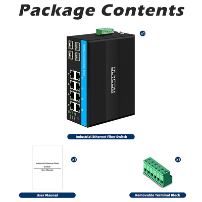 12 ports Commutateur Ethernet industriel Commutateur réseau Din 4SFP+8RJ45 DC12-52V Double alimentation