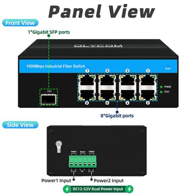 8 ports Commutateur Gigabit Commutateur Ethernet industriel IP40 usine OEM