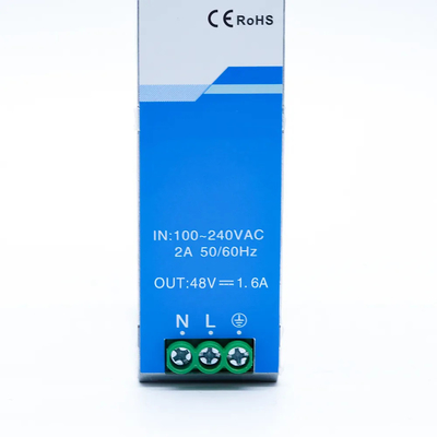 L'alimentation électrique industrielle par voie ferrée de 48 V DIN 1.6A 75W 76.8W CE UL Certifié entrée CA/CC