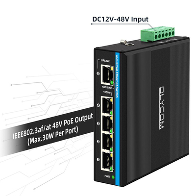 Switch PoE 4 ports Gigabit réseau alimenté par énergie solaire ou batterie, double entrée 12V/24V/48VDC, CE