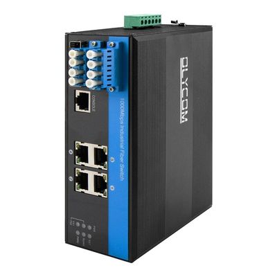 Commutateur Ethernet géré industriel avec fonction de contournement D2*2B Connecteur SM LC IP40 de protection de la ligne optique