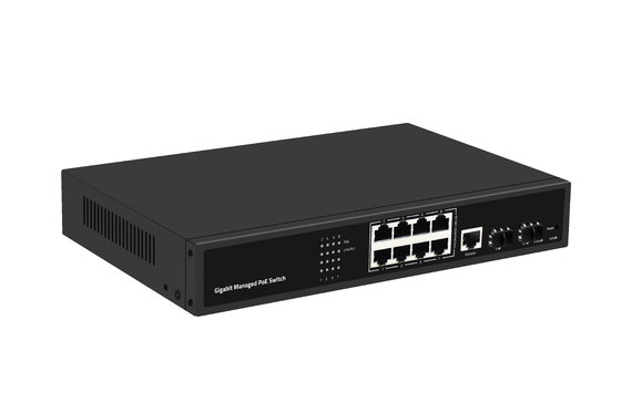 Commutateur PoE 8 ports Gigabit géré, commutateur fibre optique Ethernet, 120W, Entrée AC100-240V