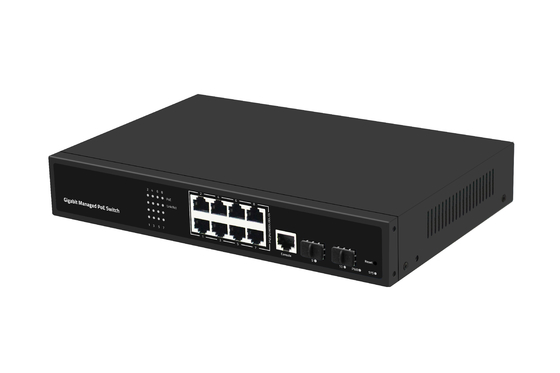 Commutateur PoE 8 ports Gigabit géré, commutateur fibre optique Ethernet, 120W, Entrée AC100-240V