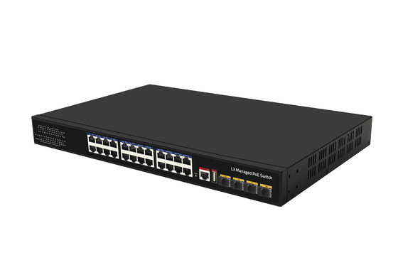 Commutateur PoE 10G 24 ports L3 géré Ethernet Fibre Switch 400W 4*Ports Fibre 10G + 24*Ports RJ45 PoE