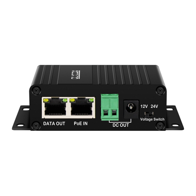 Diviseur PoE Gigabit 30W avec sortie CC 12V/24V commutable pour caméras de sécurité, points d'accès sans fil, systèmes de contrôle d'accès.