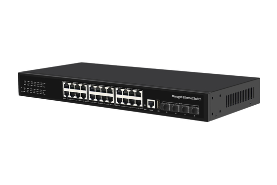 Commutateur fibre Ethernet 24 ports 10G prix usine Commutateur réseau géré L3 de bureau AC100-240V 1U Rack