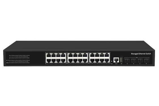 Commutateur fibre Ethernet 24 ports 10G prix usine Commutateur réseau géré L3 de bureau AC100-240V 1U Rack