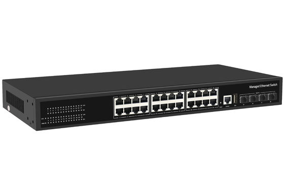 Commutateur fibre Ethernet 24 ports 10G prix usine Commutateur réseau géré L3 de bureau AC100-240V 1U Rack