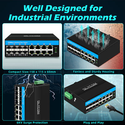 Switch PoE non géré Gigabit 16 ports, budget PoE af/at/bt 240W pour une utilisation en extérieur