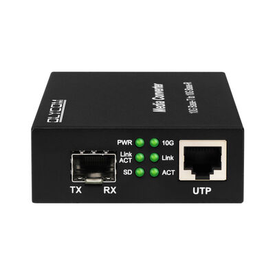Convertisseur de média fibre optique non géré 10G SFP+ avec commutateur DIP pour centre de données et dorsale LAN