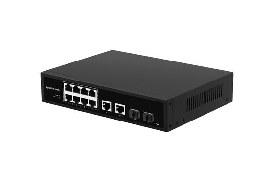 Commutateur PoE Gigabit 8 ports 120W avec surveillance PoE pour réseau fibre optique professionnel