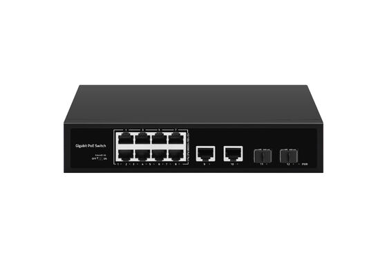 Commutateur PoE Gigabit 8 ports 120W avec surveillance PoE pour réseau fibre optique professionnel
